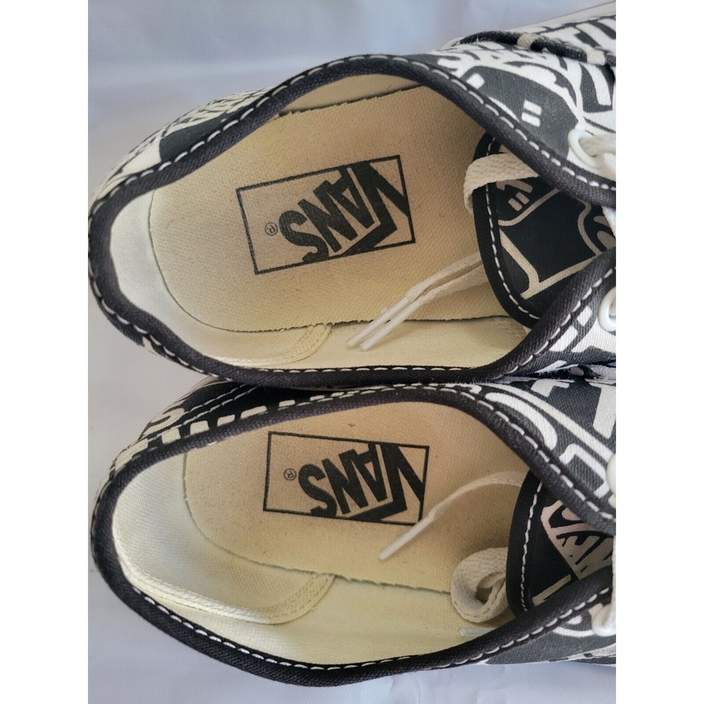 Vans Off The Wall Women 7 Men 5.5 Logo All Over Print Shoes 721356 Black White - Picture 9 of 11
